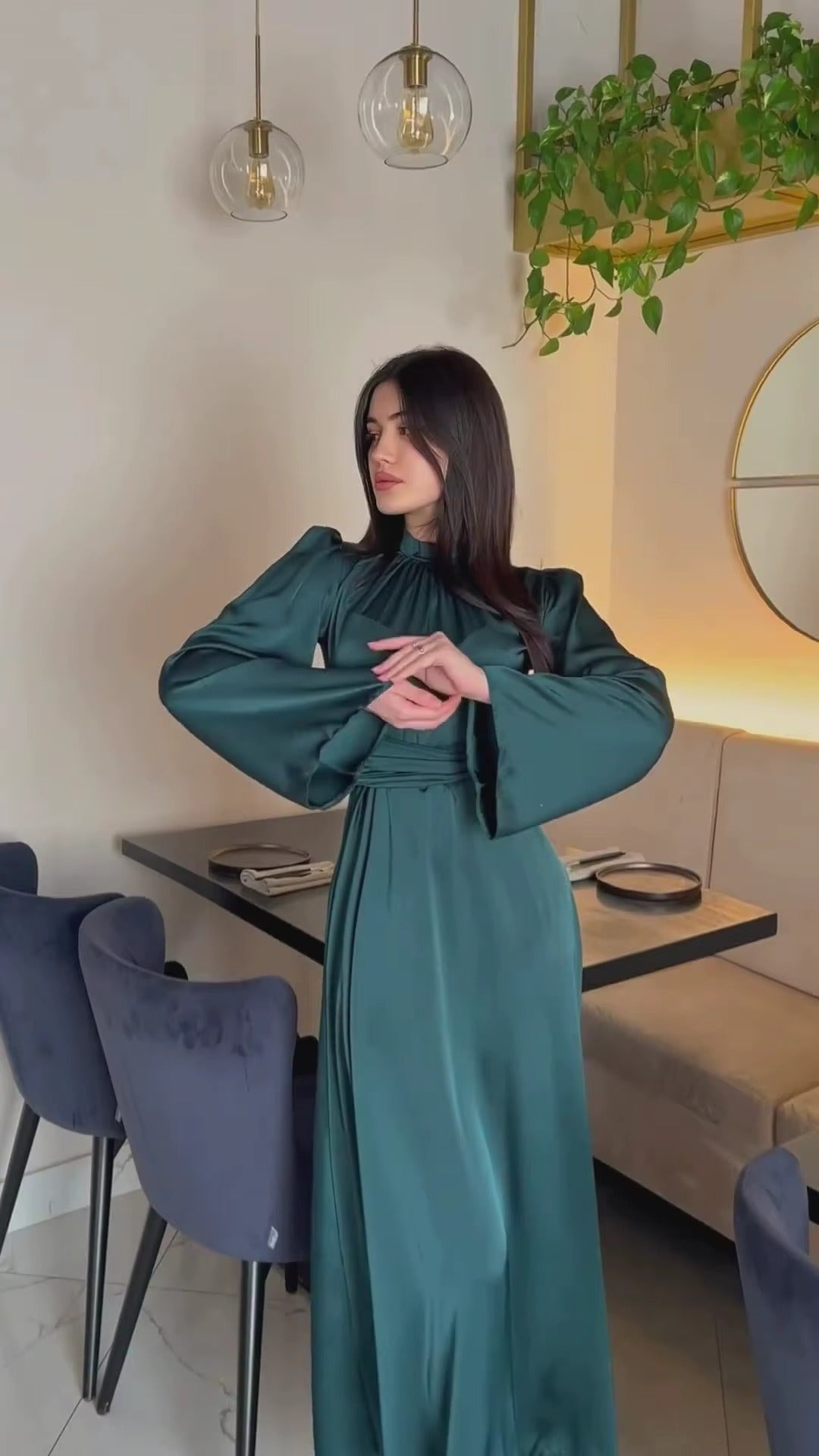 2025 Solid Color Satin Modest Dress Strap Waist Casual Muslim Dress Women Luxury Evening Abaya Dress