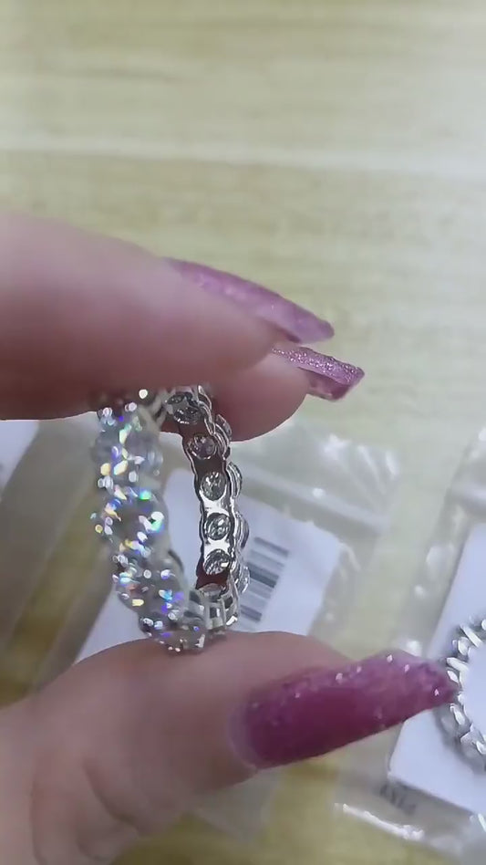 Cluster GRA Certified Moissanite Diamond Ring 925 Sterling Sliver Iced Out Hip Hop Tennis Eternity Band Cuban Link Fine Jewelry
