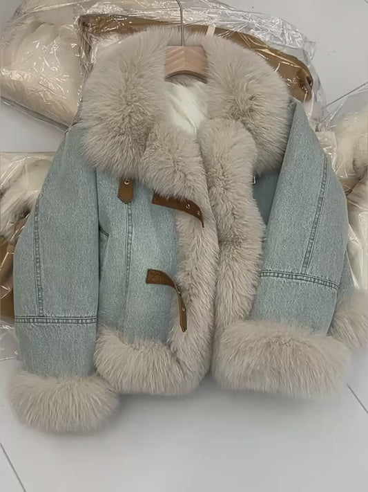 2025 New Thick Warm Coat Denim Coat Women Clip Cotton Short Winter