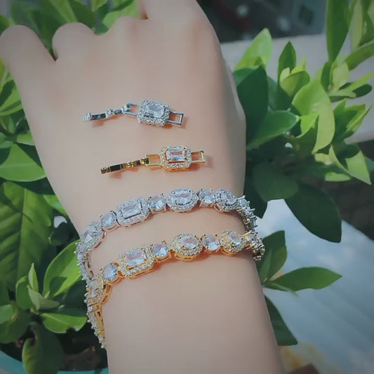 Newest Design Stunning Luxury CZ Wedding Party Bridal Cubic Zirconia Extension Bracelets for Women Gold Plated Jewelry Gift