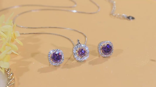 Trendy Purple Jewelry Set Silver 925