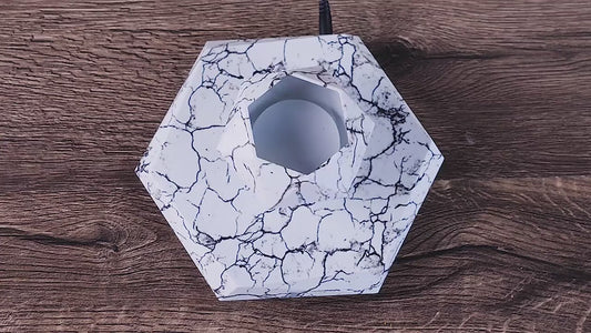Elegant ABS Plastic Magnetic Levitation Wedding Promotions Agriculture Marble-like Hexagon Affordable Smart Flower Plant Pot