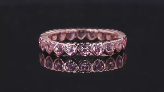 MomentWill 10k 14k Rose Gold Heart-Shape Eternity Diamond Rings Women Solid Vintage  Gemstone Jewelry with Bezel Setting