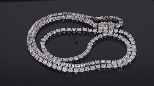 Starsgem Round Cut Moissanite Diamond 925 White Gold Necklace for Women