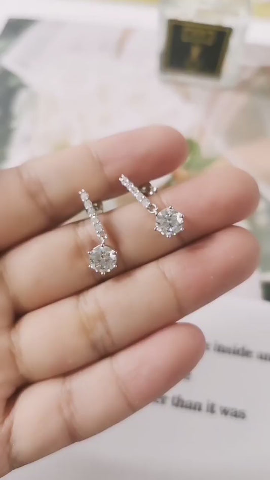 GRA  1CT Unusual Long Hanging Dangle Drop Moissanite Diamond Earring Women 925 Sterling Silver Wed Engagement Fine Jewelry