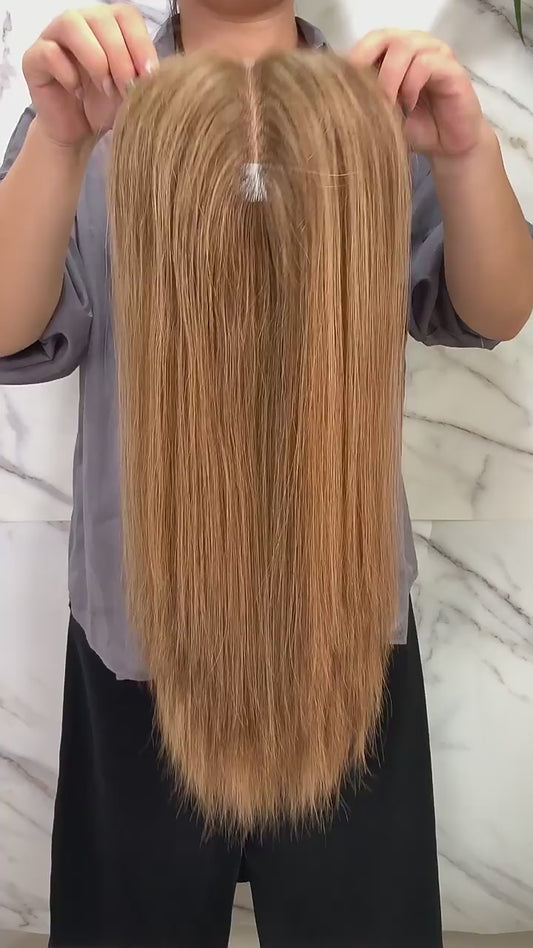 Highlights Lace Front With Weft Hair Topper Human Hair Russian Blonde Human Hair Topper for Women Lace Topper Mini Wig