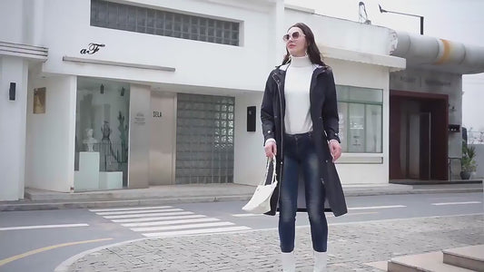 Women's Waterproof Lightweight Rain Jacket Formal Blazer-Style Windbreaker With Zipper Closure Casual Outdoor Hooded Trench Coat