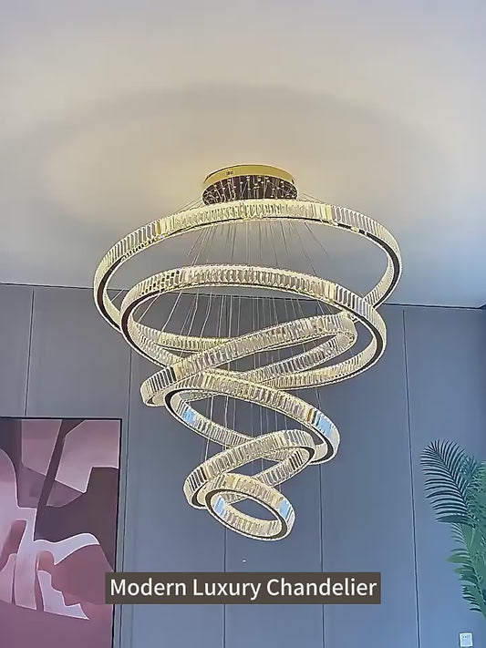 Professional Indoor Lighting Ring Modern Light Customizable European Modern Hotel Hall Chandelier Pendant Led Light