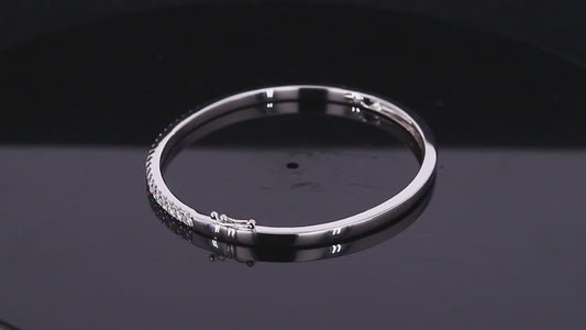 MomentWill 18k White Gold Bracelet  Bangle Gold e VVS Clarity Round Shape DEF Moissanite