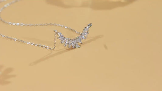 Fine Jewelry S925 Sterling Silver White Marquise Cut Cubic Zirconia Arc Pendant Necklace for Women Lady Valentine's Day Gifts