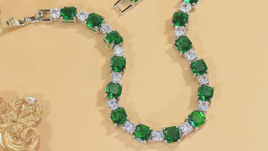 Gorgeous Pink Cubic Zirconia Square Tennis Chain Bracelet for Women Silver Plated Luxury Wedding Party Jewelry Accessories