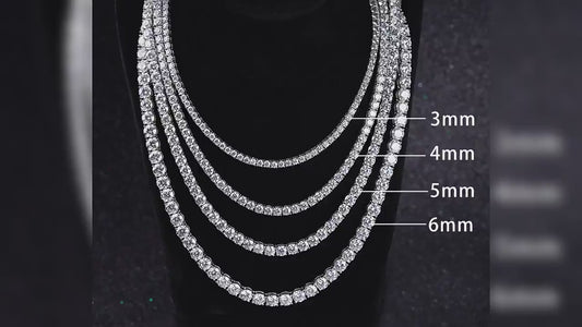 MomentWill Round Brilliant Cut Moissanite Gemstone Silver Jewelry Tennis Necklaces