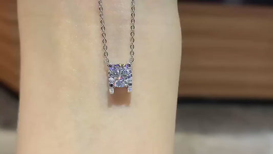Luxury Jewelry Brilliant Cut Diamond Moissanite Necklaces White Rose Gold Real 925 Silver Chain 1ct for Women Wedding