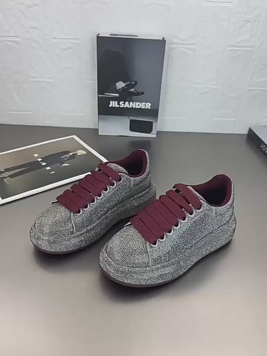 2025 Sparkling Rhinestone Sneakers with Platform Sole Trendy Sporty Elegance Footwear for Women Evening Wear