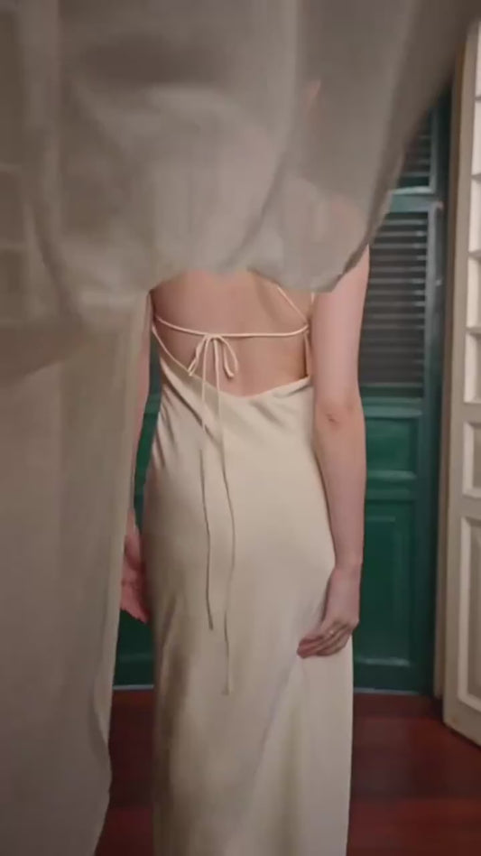 Sexy Satin Ribbon Party Dress Women Elegant Halter Backless Off Shoulder Sleeveless Female Dresses 2026 Summer Robe Gown