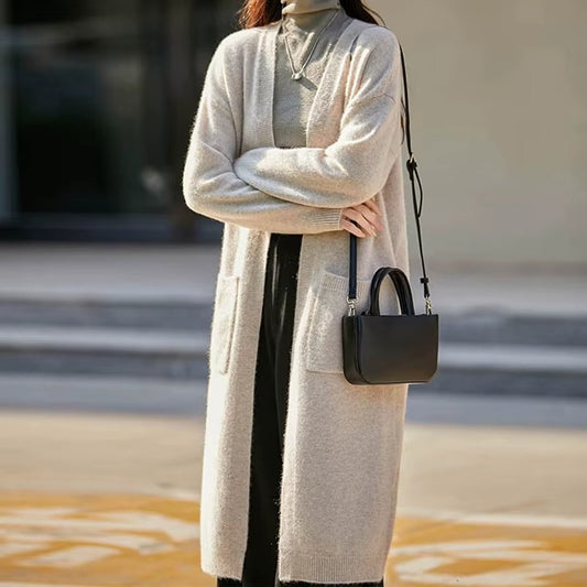 Autumn Winter Long Woolen Knitwear Sweater Custom Real Wool Knit Cardigans for Women